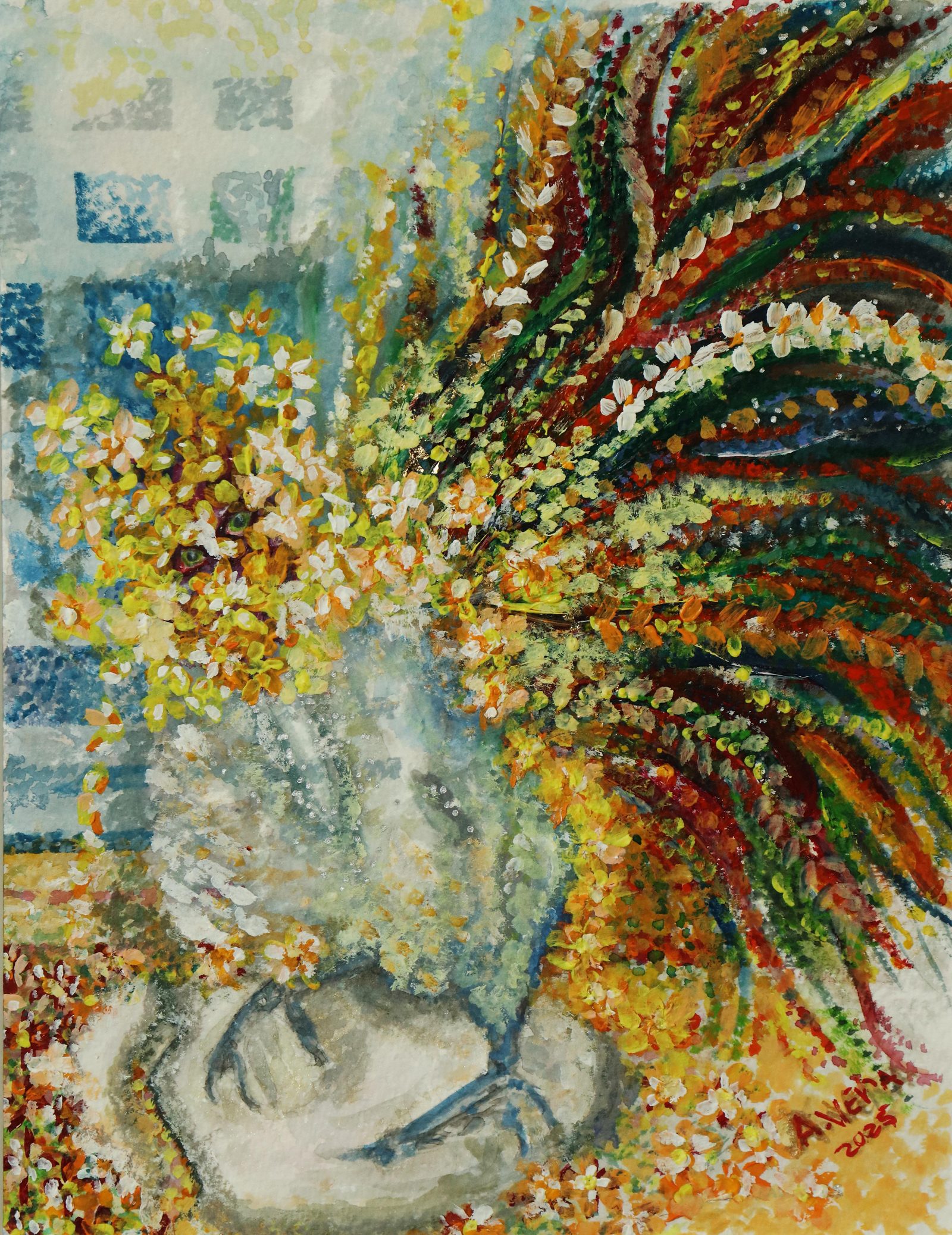 Escudo de Amor — Watercolor & gouache, 2025, by Ángela Vera