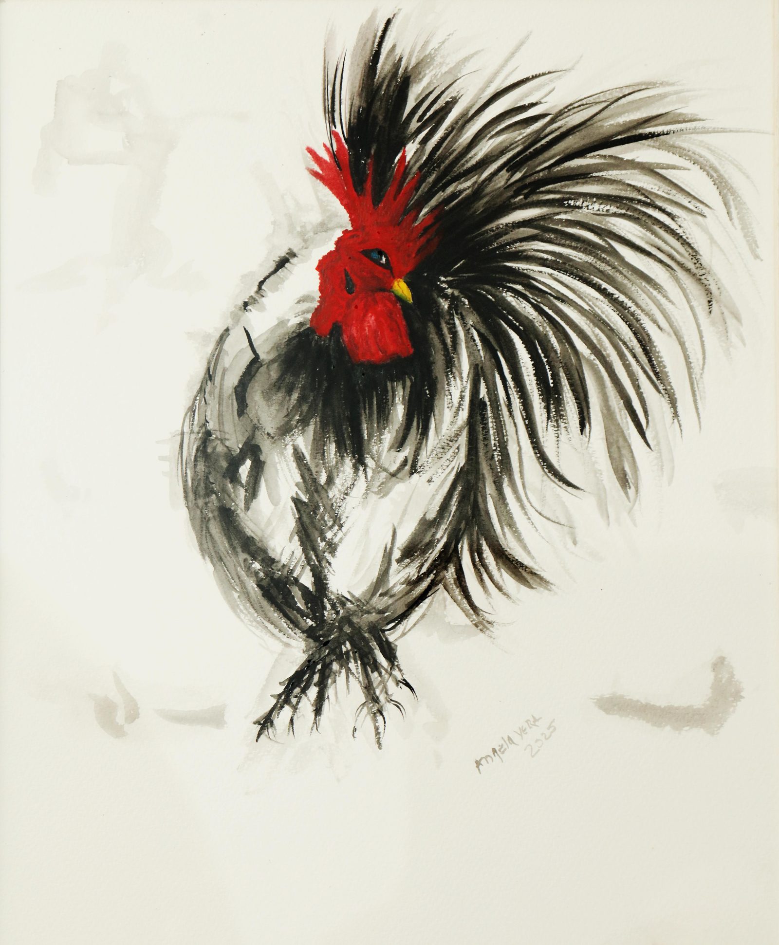 Fuego en Corral: El Vórtice — Watercolor on paper, 2026, by Ángela Vera