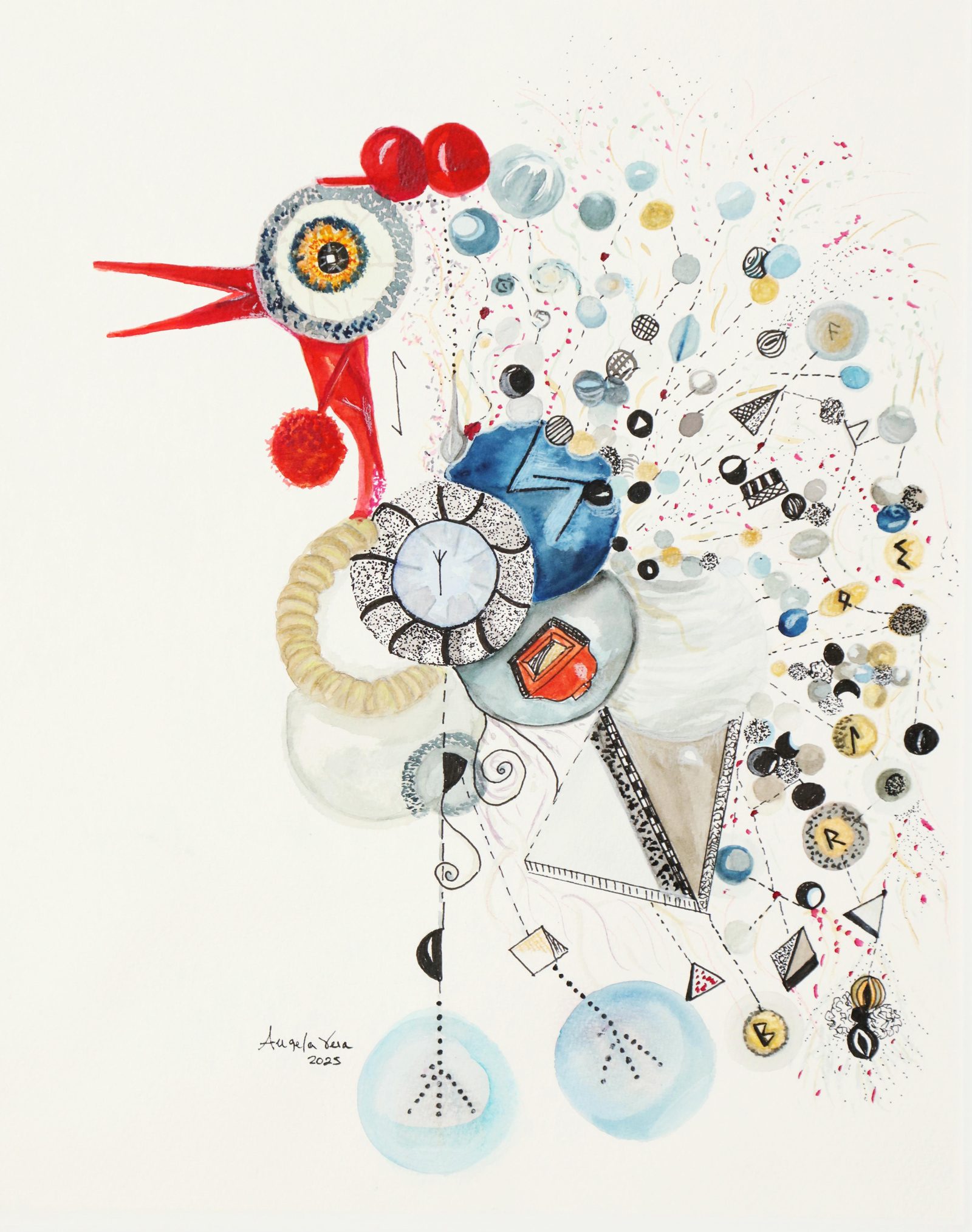 Glamour II — Watercolor & mixed media, 2025, by Ángela Vera