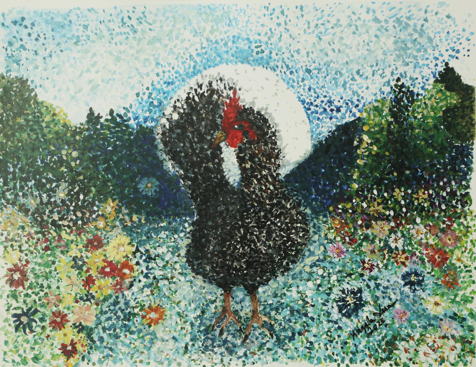Pollito de la Suerte — Watercolor & gouache, 2025, by Ángela Vera